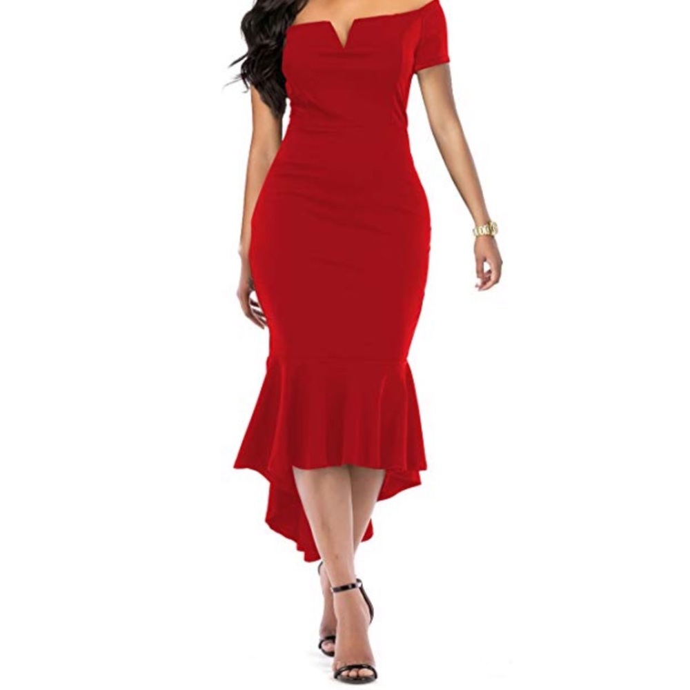Hi-Lo V-neck Mermaid Dress